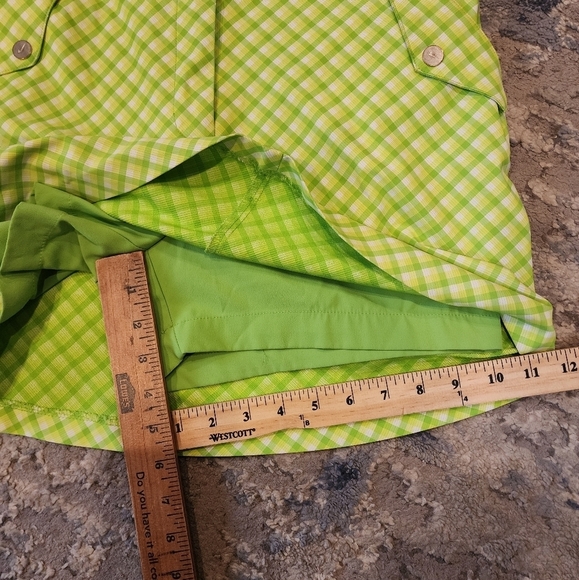Nike Golf Dri-FIT skort. Green yellow white plaid. Size 6. - Picture 13 of 16